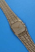 Detailed dial shot of Audemars Piguet 27mm Bamboo showcasing ribbed linear finish and sapphire crystal