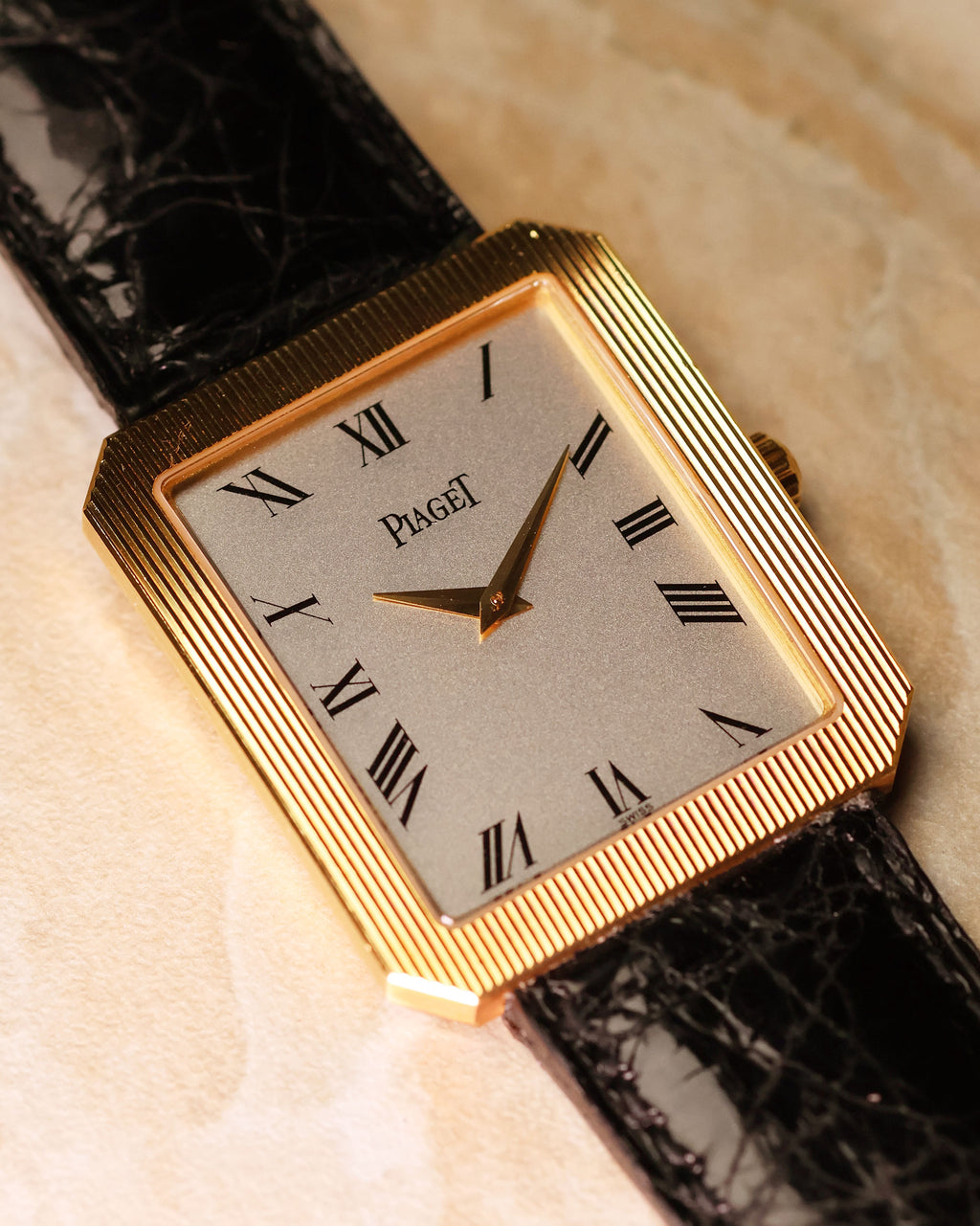 Piaget Protocole Jumbo 90154 showcasing slim case profile and leather strap.