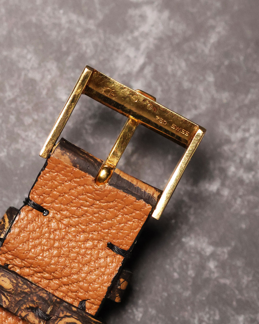 Underside of the original Piaget 18K gold buckle with hallmark details