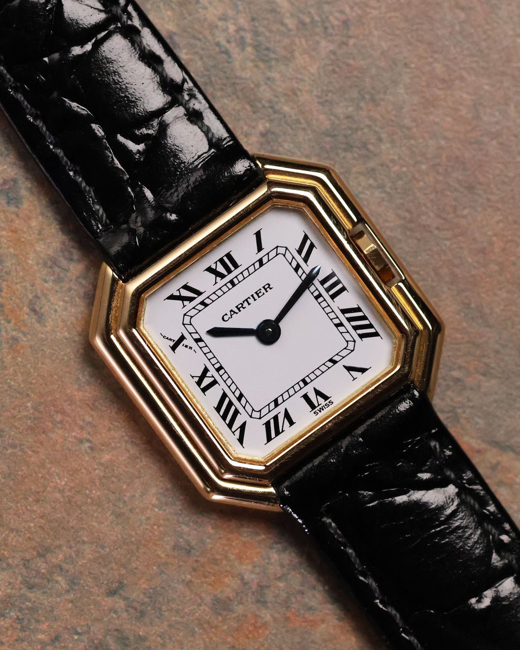 Cartier Ceinture Ref. 6602 dress watch on leather strap with 18k gold Cartier buckle