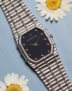 Complete Audemars Piguet Bamboo 27mm quartz watch in 18k white gold with integrated bamboo-style bracelet