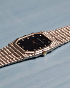 Close-up of crown detail on Audemars Piguet Bamboo 27mm white gold case