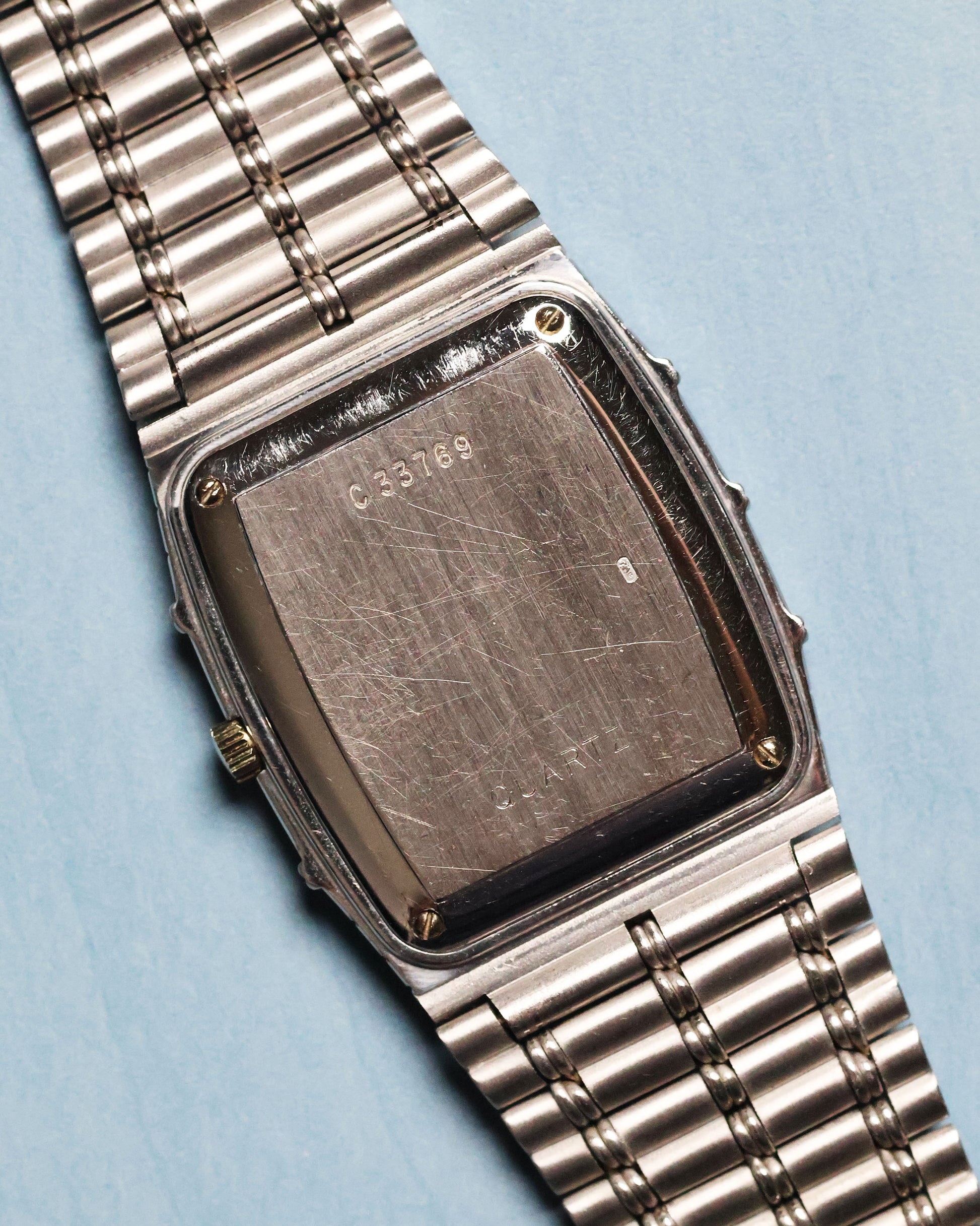 Caseback of Audemars Piguet Bamboo 27mm in white gold with brushed finishing