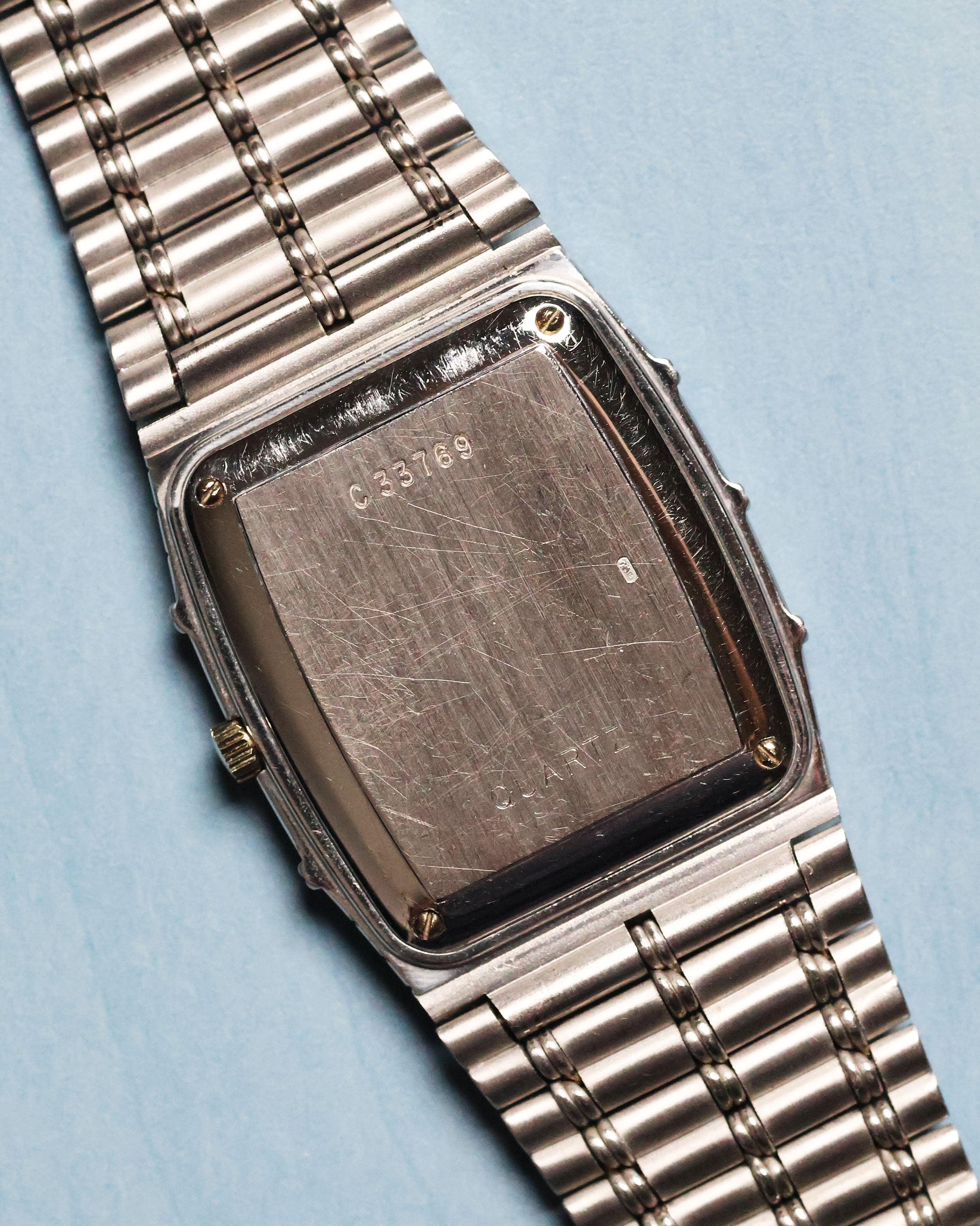 Caseback of Audemars Piguet Bamboo 27mm in white gold with brushed finishing