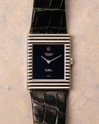 Rolex Cellini 4012 white gold ribbed case with blue mirror dial, straight-on dial view